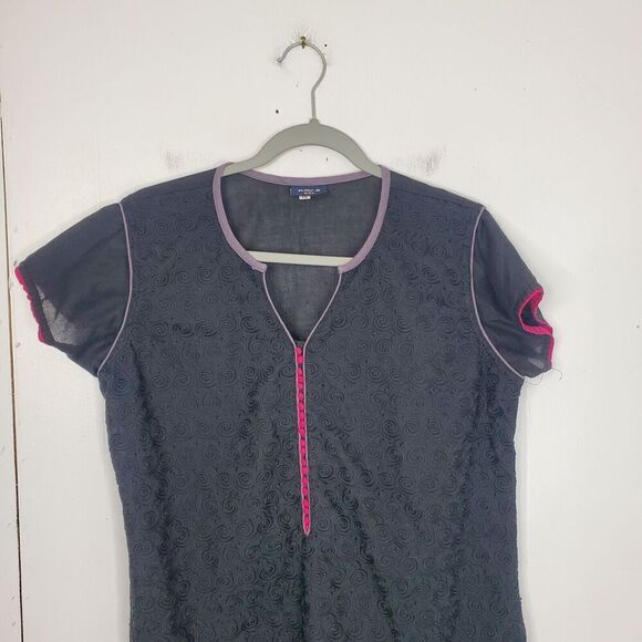 Rav-E Dress Womens Popover Intricate Embossed Swirls Artist Lagenlook Kaftan XXL - Picture 2 of 11